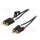 Cable RCA plug x2,both sides 3m Plating: gold-plated black