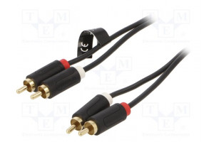 Cable RCA plug x2,both sides 3m Plating: gold-plated black