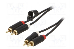 Cable RCA plug x2,both sides 5m Plating: gold-plated black