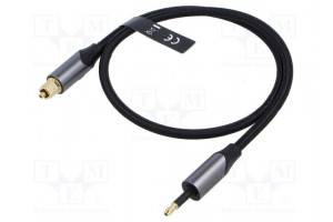 Cable Toslink 3,5mm Mini plug,Toslink plug 0.5m black PVC