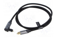 Cable Toslink plug,Toslink plug angled 1m black PVC textile