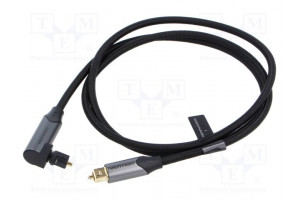 Cable Toslink plug,Toslink plug angled 1m black PVC textile