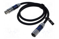 Cable XLR male 3pin,XLR female 3pin 1.5m black textile