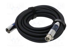 Kaapeli XLR uros- 3pin,XLR naaras 3pin 5m musta tekstiili