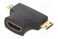 Adapter HDMI socket,micro HDMI plug,mini HDMI plug black