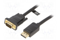 Cable D-Sub 15pin HD plug,DisplayPort plug 1.5m black 30AWG