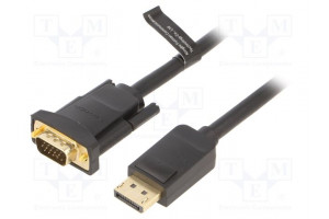 Cable D-Sub 15pin HD plug,DisplayPort plug 3m black 30AWG