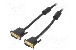Cable D-Sub 15pin HD plug,DVI-I (24+5) plug PVC Len: 2m black