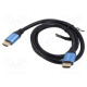 Cable DisplayPort plug,both sides PVC textile Len: 1.5m black
