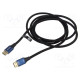 Cable DisplayPort plug,both sides PVC textile Len: 3m black