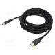 Cable DisplayPort plug,both sides PVC textile Len: 5m black