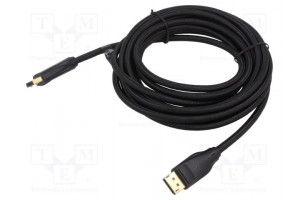 Cable DisplayPort plug,both sides PVC textile Len: 5m black