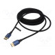 Cable DisplayPort plug,both sides PVC textile Len: 5m black