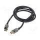 Cable DisplayPort plug,both sides textile Len: 1.5m black