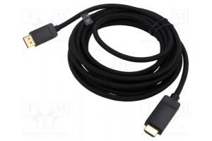 Cable DisplayPort plug,HDMI plug PVC textile Len: 5m black