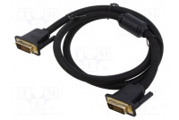 Cable DVI-D (24+1) plug,both sides PVC textile 1m black