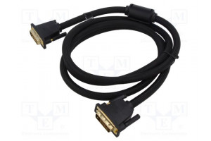Cable DVI-D (24+1) plug,both sides PVC textile 5m black