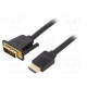 Kaapeli DVI-D (24+1) pistoke,HDMI-pistoke PVC Pit: 1m musta