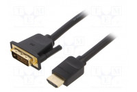 Cable DVI-D (24+1) plug,HDMI plug PVC Len: 1m black 30AWG