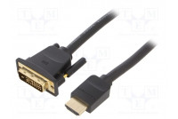 Cable DVI-D (24+1) plug,HDMI plug PVC Len: 2m black 30AWG