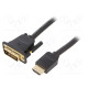 Cable DVI-D (24+1) plug,HDMI plug PVC Len: 3m black 30AWG
