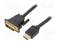 Cable DVI-D (24+1) plug,HDMI plug PVC Len: 3m black 30AWG