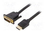Cable DVI-D (24+1) plug,HDMI plug PVC Len: 5m black 30AWG