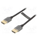 Cable HDMI plug,both sides PVC 0.5m grey HDCP 2.2,HDMI 2.0