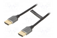 Cable HDMI plug,both sides PVC 0.5m grey HDCP 2.2,HDMI 2.0