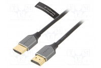 Cable HDMI plug,both sides PVC 1.5m grey HDCP 2.2,HDMI 2.0