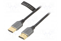 Cable HDMI plug,both sides PVC 2m grey HDCP 2.2,HDMI 2.0