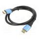 Cable HDMI plug,both sides PVC Len: 0.75m black 30AWG