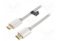 Kaapeli HDMI-pistoke,molemmin puolin PVC tekstiili 0,75m