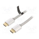 Kaapeli HDMI-pistoke,molemmin puolin PVC tekstiili 10m hopea
