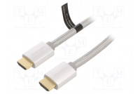 Kaapeli HDMI-pistoke,molemmin puolin PVC tekstiili 10m hopea