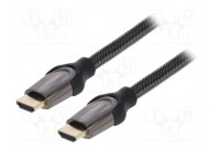 Kaapeli HDMI-pistoke,molemmin puolin PVC tekstiili 2m musta
