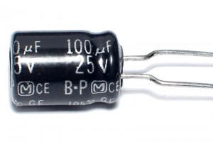 BIPOLAR ELECTROLYTIC CAPACITOR 100UF 25V 8x12mm