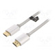 Kaapeli HDMI-pistoke,molemmin puolin PVC tekstiili 2m hopea