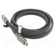 Kaapeli HDMI-pistoke,molemmin puolin PVC tekstiili Pit: 1,5m