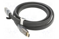 Cable HDMI plug,both sides PVC textile Len: 1.5m black 30AWG