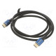 Cable HDMI plug,both sides PVC textile Len: 1.5m black 30AWG
