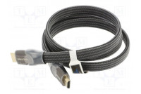 Cable HDMI plug,both sides PVC textile Len: 1m black HDMI 2.0
