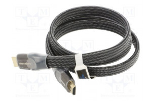 Cable HDMI plug,both sides PVC textile Len: 1m black HDMI 2.0