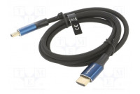 Cable HDMI plug,both sides PVC textile Len: 1m black HDMI 2.1
