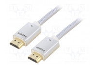 Cable HDMI plug,both sides PVC textile Len: 1m silver 28AWG