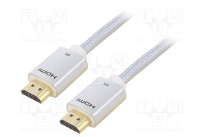 Cable HDMI plug,both sides PVC textile Len: 1m silver 28AWG