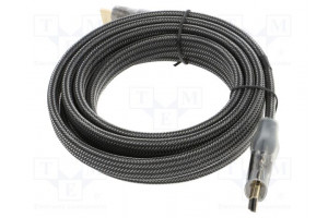 Cable HDMI plug,both sides PVC textile Len: 2m black HDMI 2.0