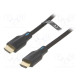 Cable HDMI plug,both sides PVC textile Len: 2m black HDMI 2.1