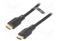 Cable HDMI plug,both sides PVC textile Len: 2m black HDMI 2.1
