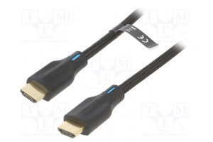 Cable HDMI plug,both sides PVC textile Len: 2m black HDMI 2.1